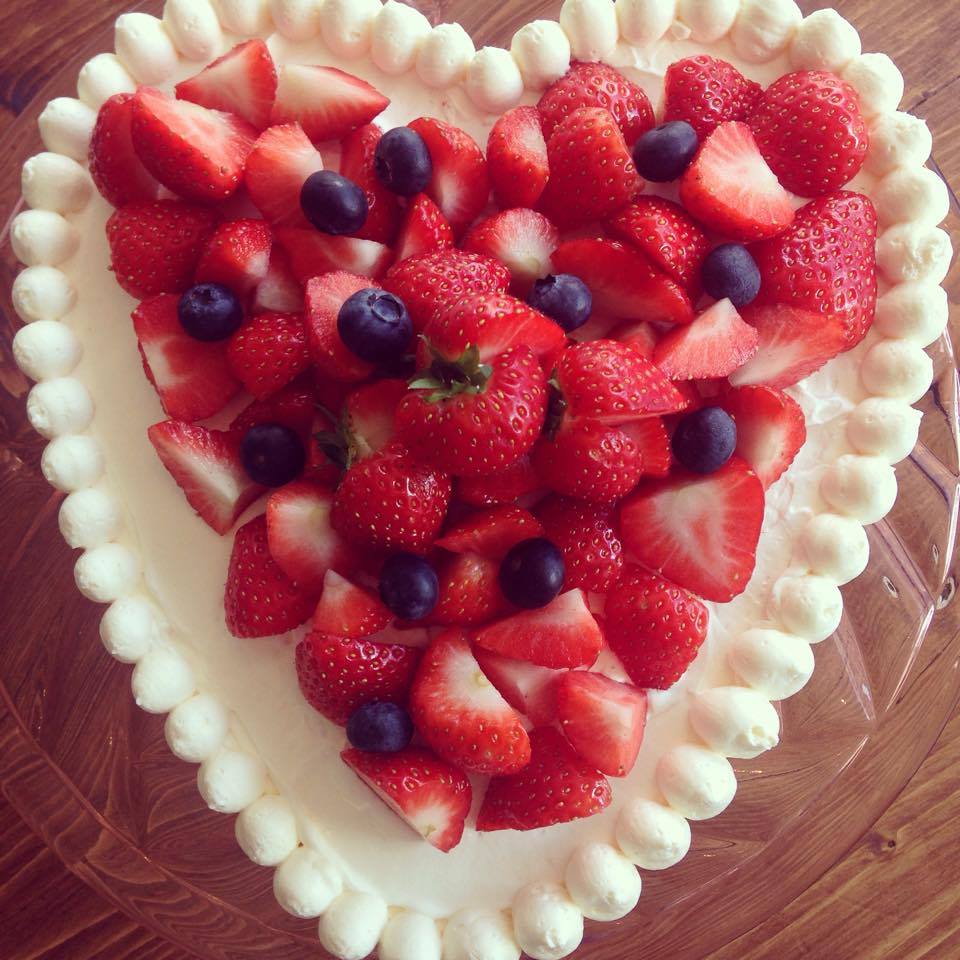 hart taart met fruit